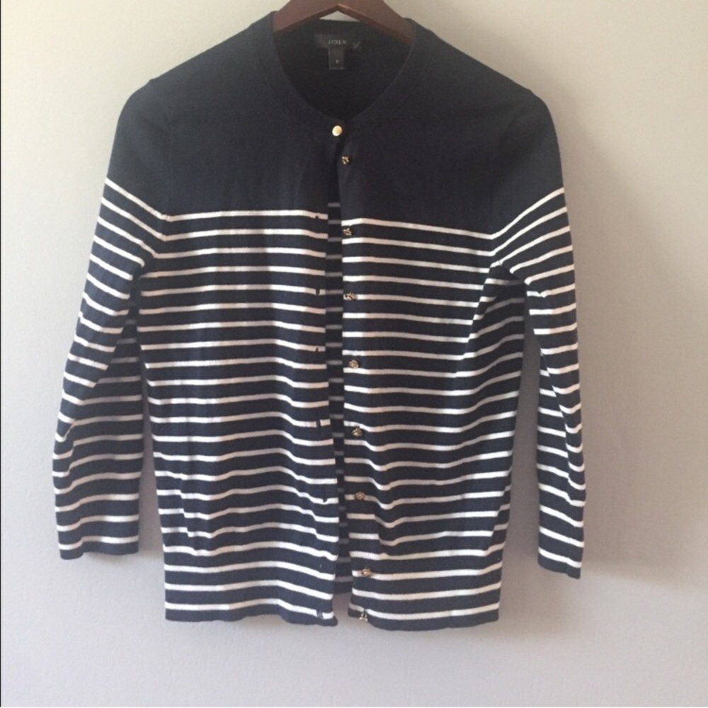 J. Crew cardigan with gold anchor buttons